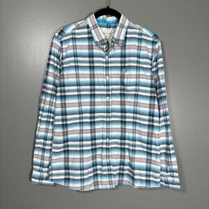 Panhandle Rough Stock Women's Blue Plaid Western Shirt - Size Medium - Cowgirl